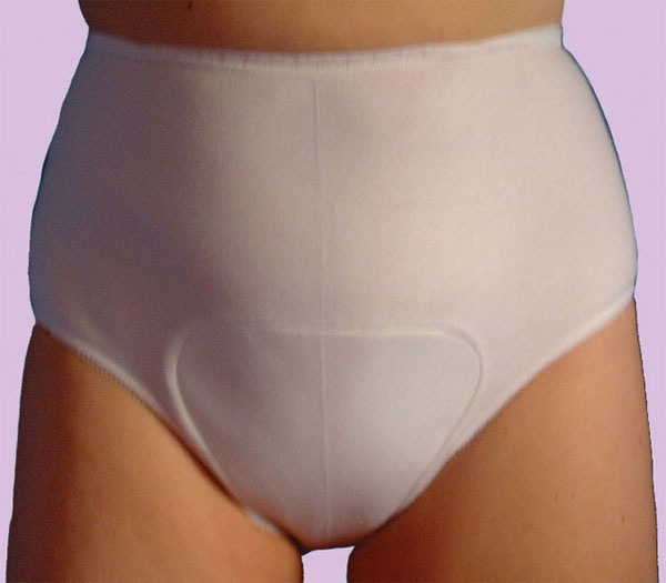 Woman wearing incontinence pad