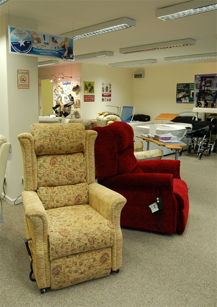Recliner chairs in Haven Mobility showroom